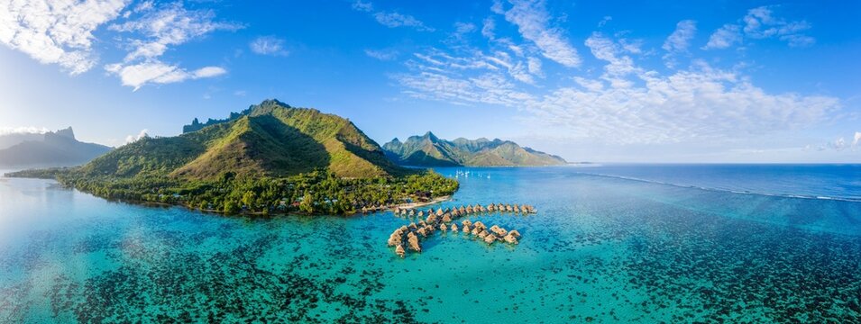 Moorea Island aerial panorama, French Polynesia