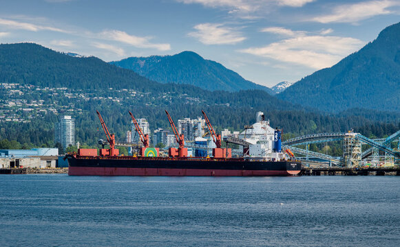 Bulk Carrier Dollie Cara Docked at North Vancouver Bulk Terminal on Burrard Inlet