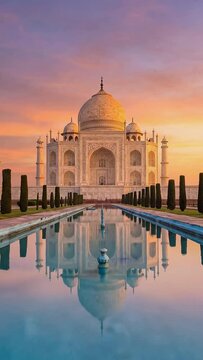 Taj Mahal Sunrise Reflection Serene Beauty