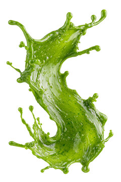 green slime splash isolated on white transparent background - design element cut-out object