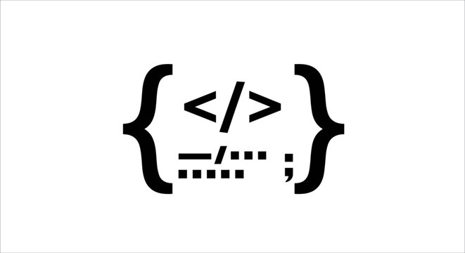 Black coding symbol on white.