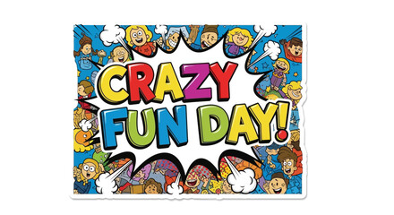 Fototapeta premium Crazy Fun Day Comic Style Illustration with Excited People