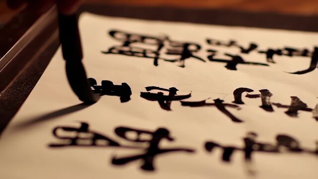 Close-up of calligraphy practice