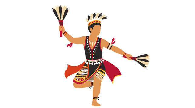 Native American Dancer in Traditional Regalia Demonstrating Powwow Dance.