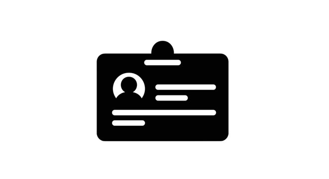 Black ID card with white details.