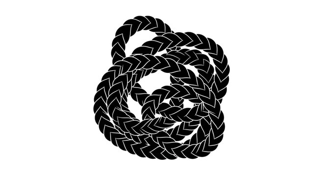 Black rope coiled abstract graphic isolated on white background concept