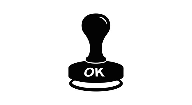 Black Rubber Stamp with OK Text.
