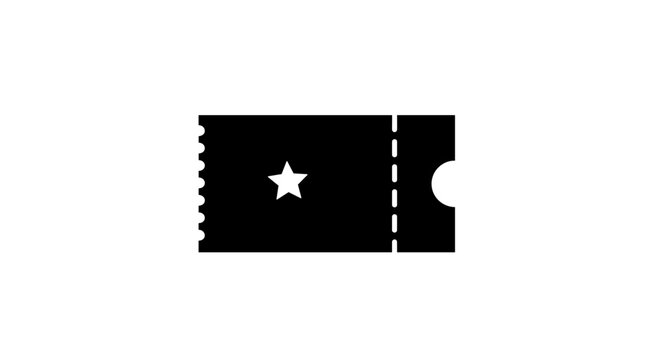 Black ticket stub with star symbol.
