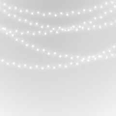 Glowing neon Christmas lights PNG for festive decoration design. Bright garland with LED sparkle and warm holiday mood. Transparent vector overlay for banners.  © kleinstock