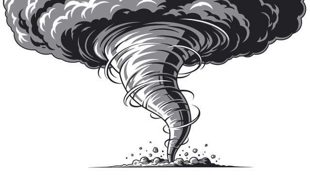 Tornado Illustration Black White.