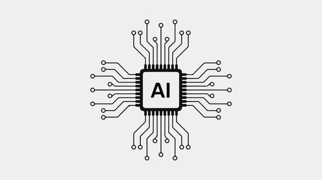 Minimalist AI Processor Chip Illustration for Artificial Intelligence Technology Concepts