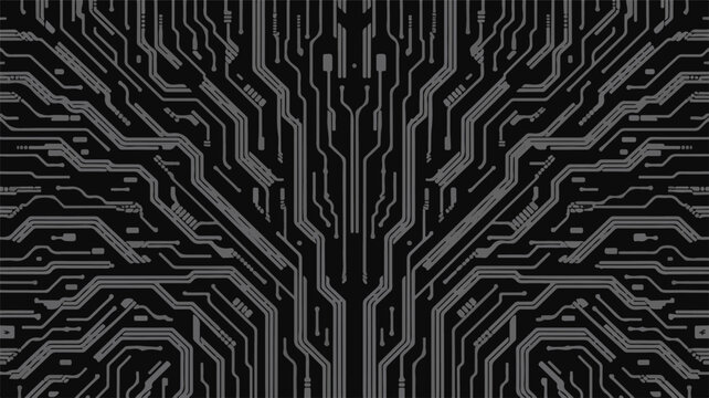 Abstract Digital Circuit Board Pattern with Futuristic Network Pathways Background