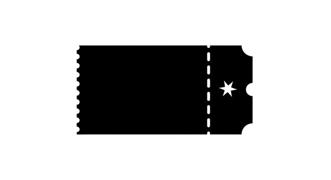 Black Ticket Icon Isolated on White Background.