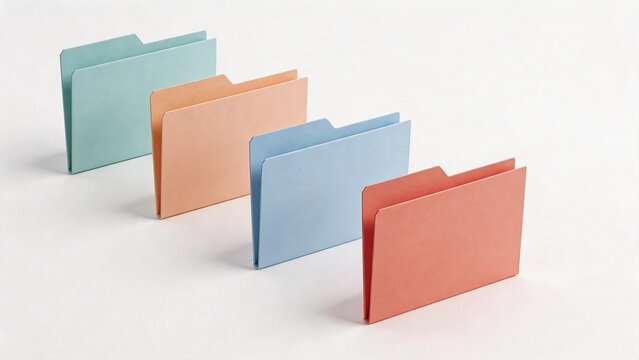 Colorful file folders on white surface