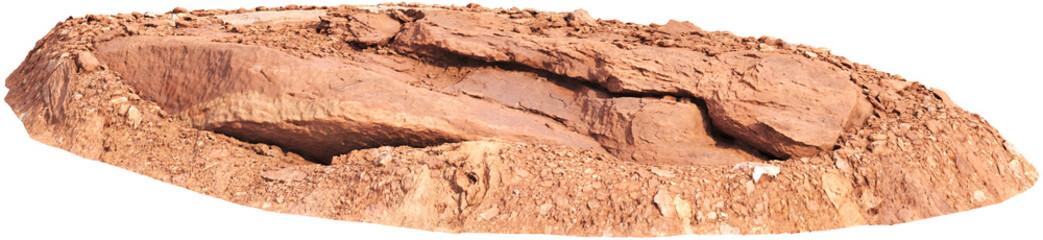 Fototapeta premium Layered Red Sandstone Slab Terrain Isolated on Transparent Background