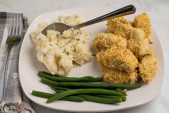 haddock bites with mash potatoes