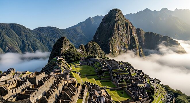 Machu Picchu Ancient Inca City Ruins.