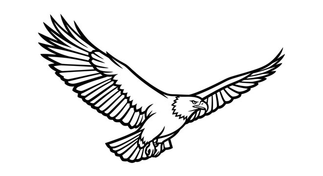 Majestic soaring bald eagle vector illustration isolated on white