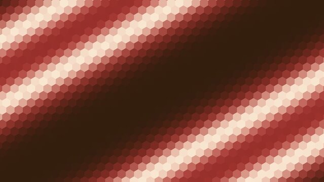 background design with color dark brown, red, and white gradient hexagon pattern surface. gradient 4 diagonal neon lines on the top right corner and bottom left corner of the background