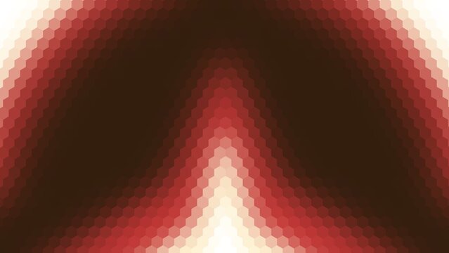 background design with color dark brown, red, and white gradient hexagon pattern surface. gradient with a triangular shape on the bottom side and 2 gradient points on the top right and left of the bac