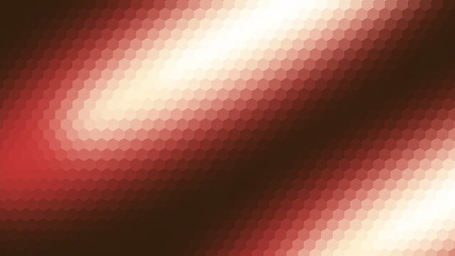 background design with color dark brown, red, and white gradient hexagon pattern surface. neon gradient with 2 diagonal oval shapes in the middle and bottom right corner of the background