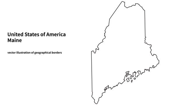 Maine state map vector illustration with administrative county borders