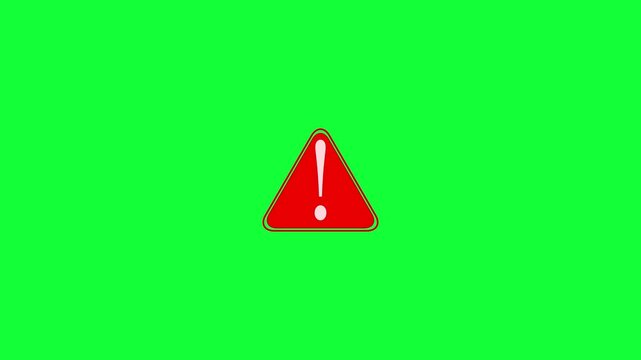 Red Triangle Warning Sign on Green Background caution symbol alert sign