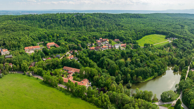 Gemeinde Huy R&ouml;derhof and the Huysburg monastery in the Harz region, Saxony Anhalt, Germany