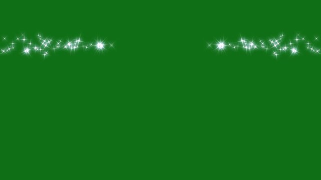 Glowing magic star trail animation with white twinkling sparkles, fairy dust shimmer particles on green screen, elegant glitter line motion, bright starlight effect and bokeh glow overlay 4K