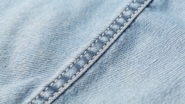 Closeup of denim fabric with stitching