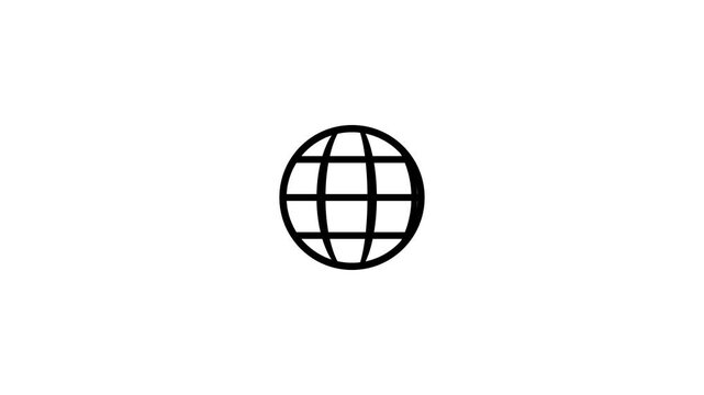 A simple black line of a globe representing the or internet on a plain white background Keywords: globe internet global network connection communication international travel online web digital