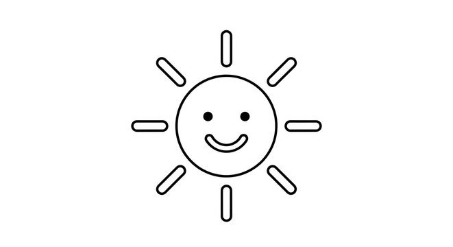 Smiley happy sun with rays vector icon