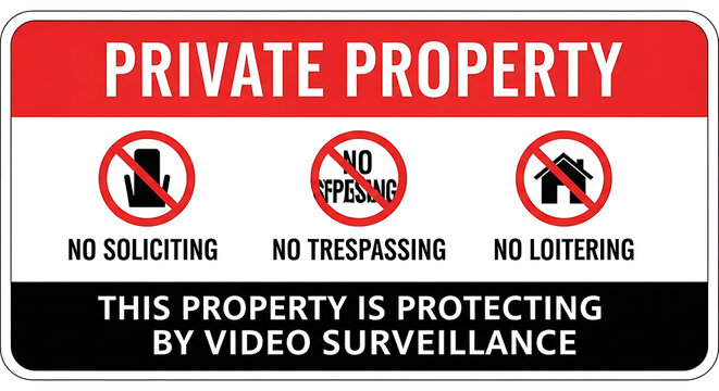 Private property no trespassing warning sign