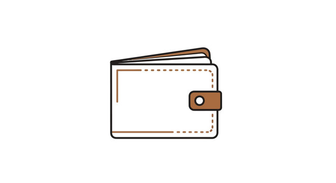 A simple flat vector illustration of a brown leather wallet on white background