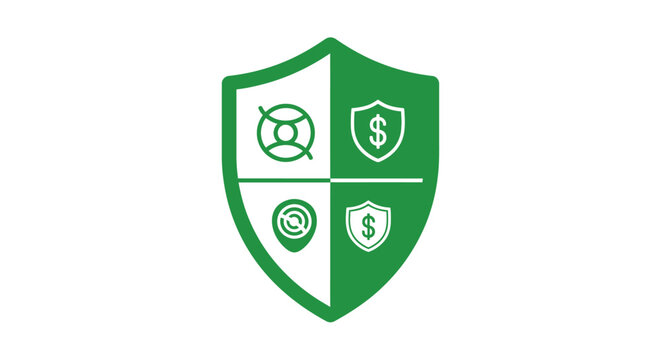A green shield icon divided into four distinct quadrants with simple line symbols