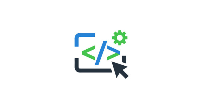 A digital icon representing software development and computer programming tools