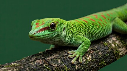 Fototapeta premium green lizard on a branch