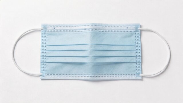 Blue surgical face mask on white background