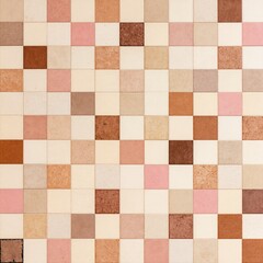 Fototapeta premium Colorful square mosaic pattern with textured background. Pastel and earthy tones create a warm, modern grid. Ideal for creative wallpapers or design artworks needing soft, abstract backdrops.