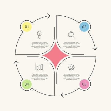 Four Steps Cycle Diagram Template For Workflow Presentation