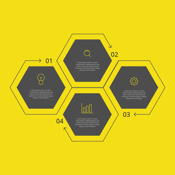 Business Hexagon Infographic Step Chart Template for Presentation Dashboard
