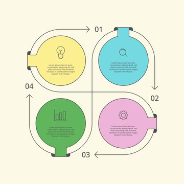 Business infographic template with 4 steps for workflow diagram presentation