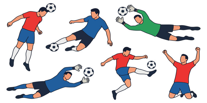 Soccer Players in Action Dynamic Poses of Athletes Playing Football