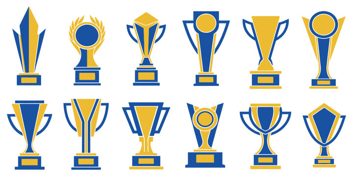 A diverse assembly of elegant award trophies, symbolizing triumph, excellence, and the pinnacle of achievement in competitive endeavors