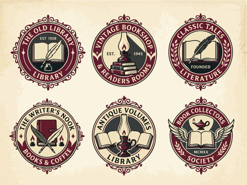 Vintage book logos and labels.