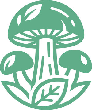 Green Mushroom Vector Icon Minimalist Toadstool Logo Design for Nature Eco and Creative Business