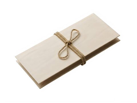 Stack of old blank paper tied with rustic twine string