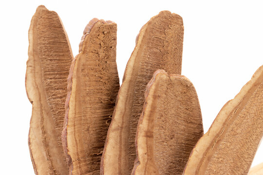 Traditional Chinese Medicine Ganoderma Sliced on White Background