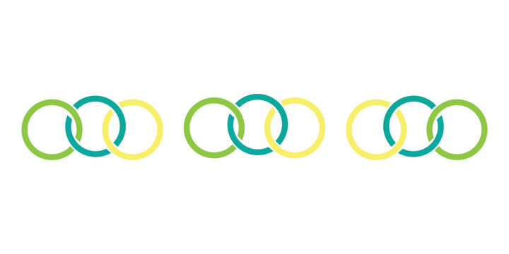 Abstract shape for branding, logotype design. Three circles in chain, triple infinity. Three Circle Logo.