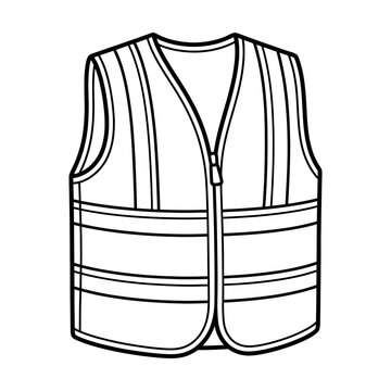 Construction Safety Vest Black Outline PPE Illustration